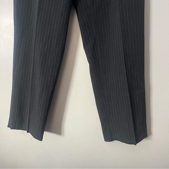 Vintage Womens Grey Pinstripe Suit Jacket Wide Leg Pants 12 Office Career Formal - Picture 11 of 16